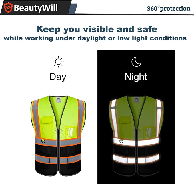 BeautyWill 5 Pack Custom Mesh Safety Vest Customized Logo Class2 High - Image 5