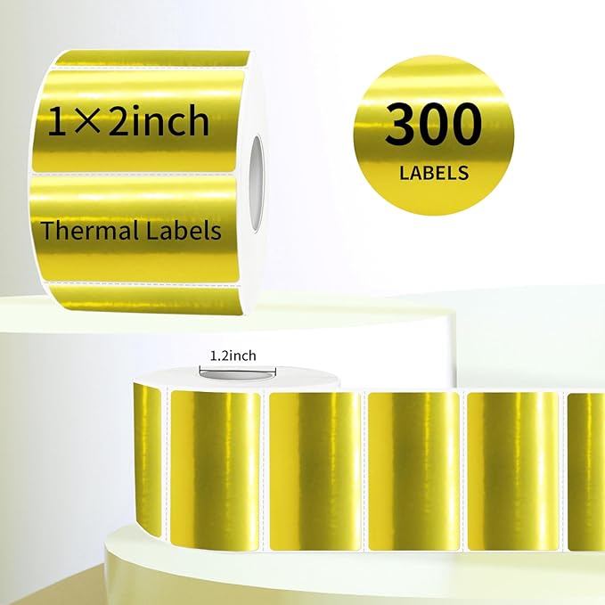 2x1 Inch Thermal Labels, Holographic Gold Thermal Printer Stickers, Waterproof - Image 4