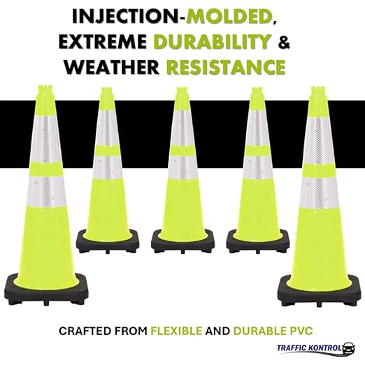 3 Pack 36" Inch Lime Traffic Safety Cones - Image 6