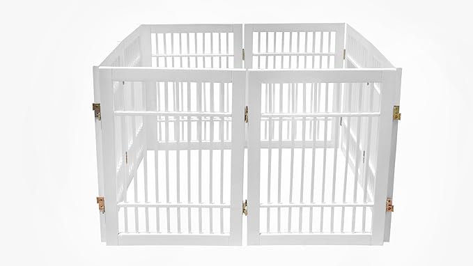 Pet Dog Gate Strong and Durable Freestanding Folding Acacia Hardwood Portable - Image 5