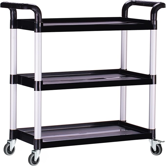 Plastic Utility Carts with Wheels, Heavy Duty 510lbs Capacity Rolling Service by PELOEMNS