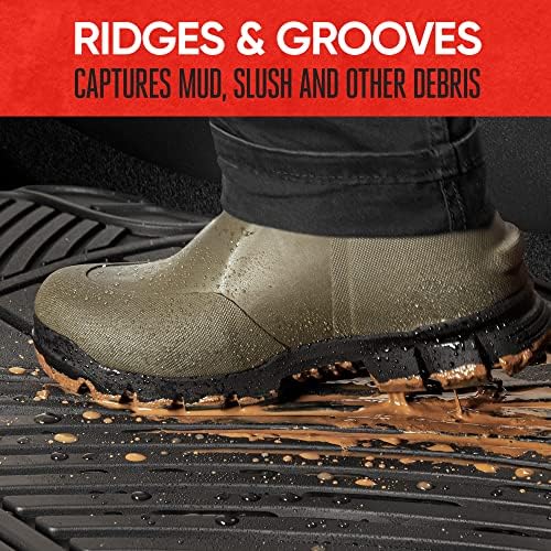 Motor Trend FlexTough Performance All Weather Rubber Car Floor Mats with Cargo Liner – Full Set Front & Rear Floor Mats for Cars Truck SUV, Automotive Floor Mats (Black) - Image 5