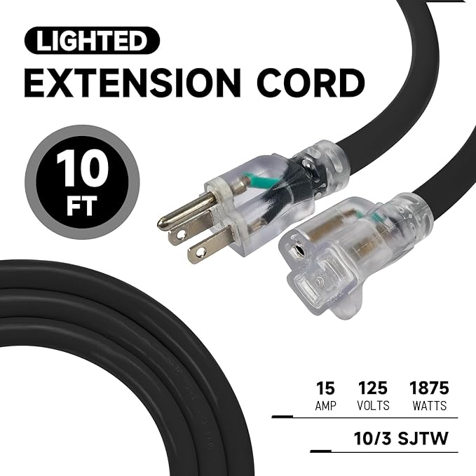 EP 10 Ft Lighted Outdoor Extension Cord - Image 2