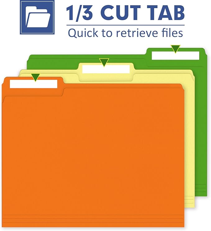 File Folder, PANDRI 220 Pack Colored File Folder, 1/3 Cut Tab, Letter Size - Image 3