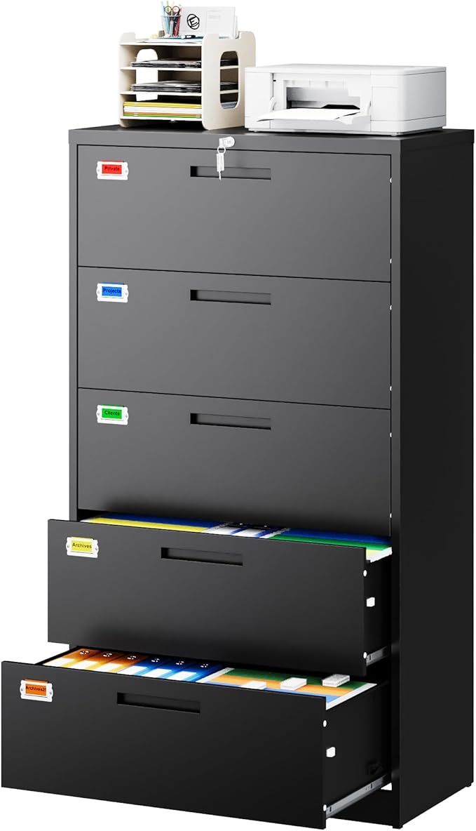 5 Drawer File Cabinet, Lateral Filing Cabinets by PEUKC
