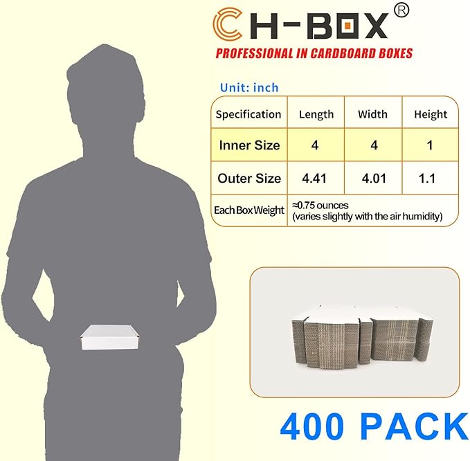 400 Pack 4x4x1'' Small Shipping Boxes, Corrugated Cardboard Mailers - Image 3
