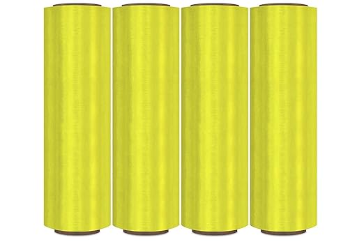 APQ 4 Rolls of Blown Hand Stretch Film 18" x 1500'. Yellow Hand Stretch Wrap - Image 5