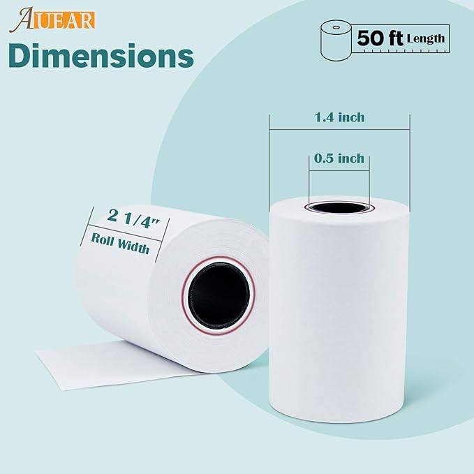 AUEAR, Thermal Cash Register POS Paper Rolls, 2 1/4" x 50' - Image 2