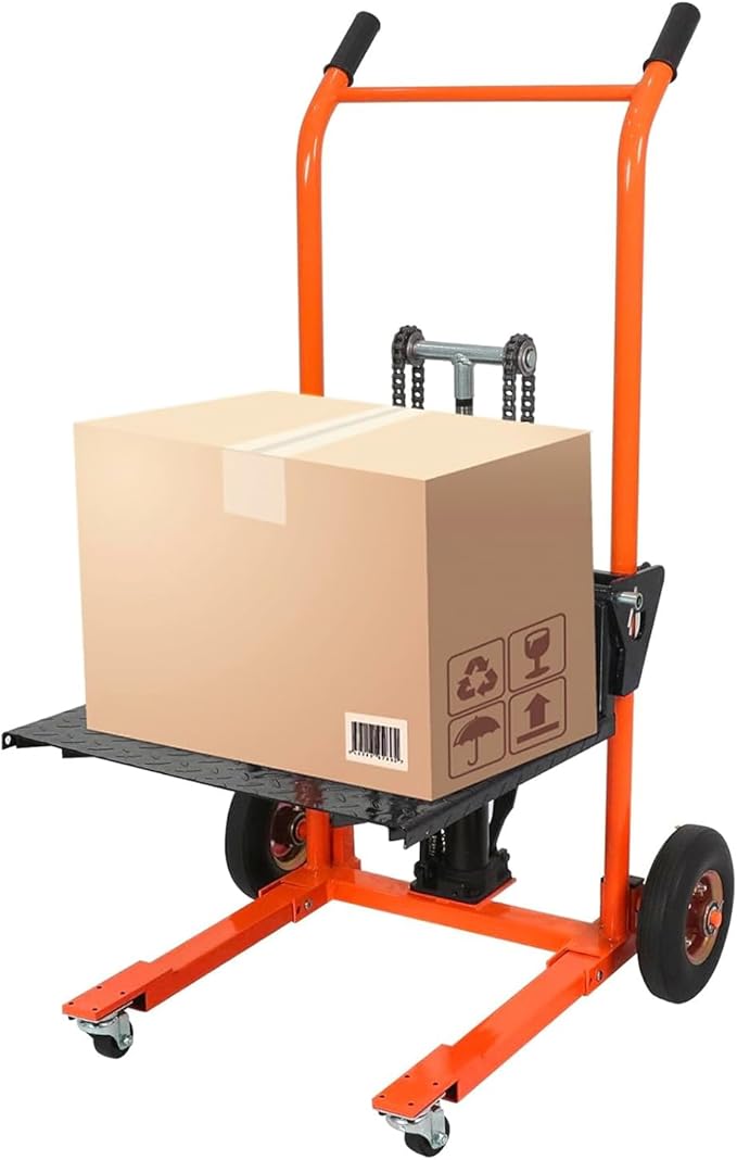 Material Lift Hydraulic Stacker, 440 lbs Capacity Hydraulic Table Cart by Aequanta