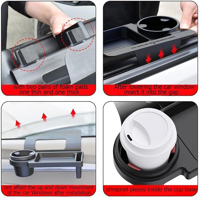 GDQ Car Window Organizer- Multi-Function Clip-On Cup Holder & Phone Mount | No - Image 3