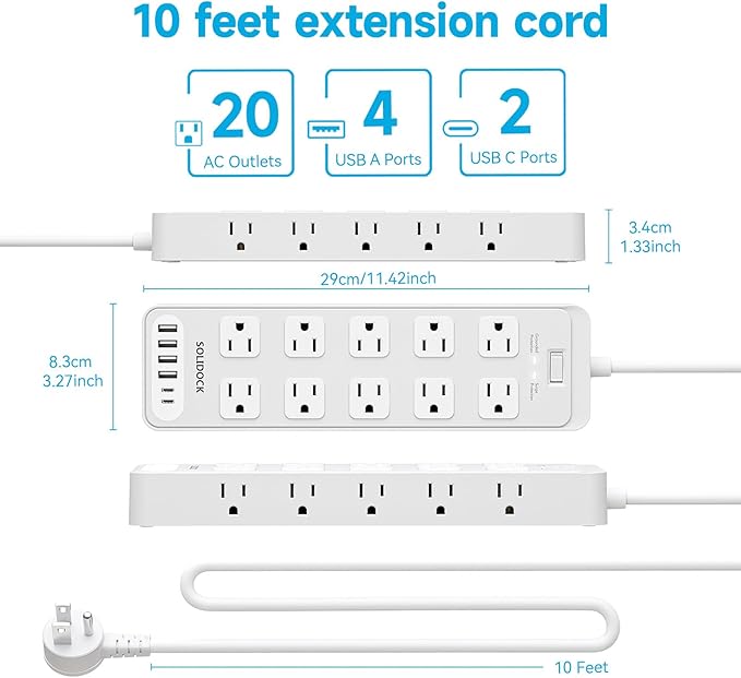 Power Strip Surge Protector Flat Plug - Image 7