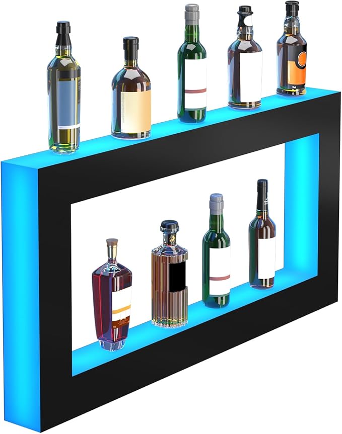 VEVOR LED Lighted Liquor Bottle Display Shelf, Square 48 Inches, Supports USB - Image 12