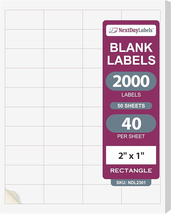 NextDayLabels – 2" x 1" Rectangular Sticker Labels by NextDayLabels