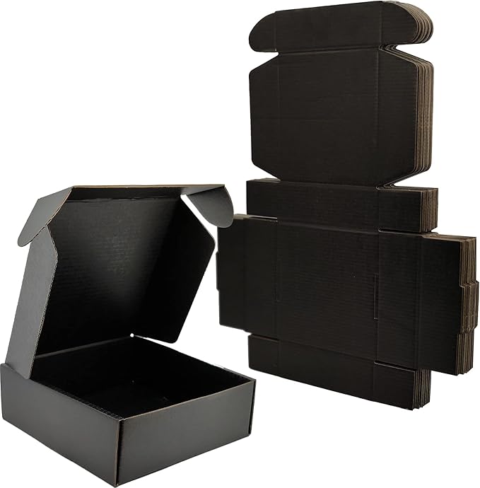Small Black Shipping Boxes for Small Business Pack of 25-8x8x4 inches Cardboard by Lmuze