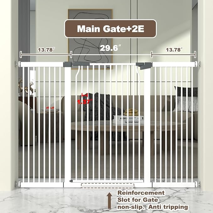 41" Extra Tall Cat Gate for Doorway, 54.5-60.2'' Metal Pet Baby Safe Gate - Image 3