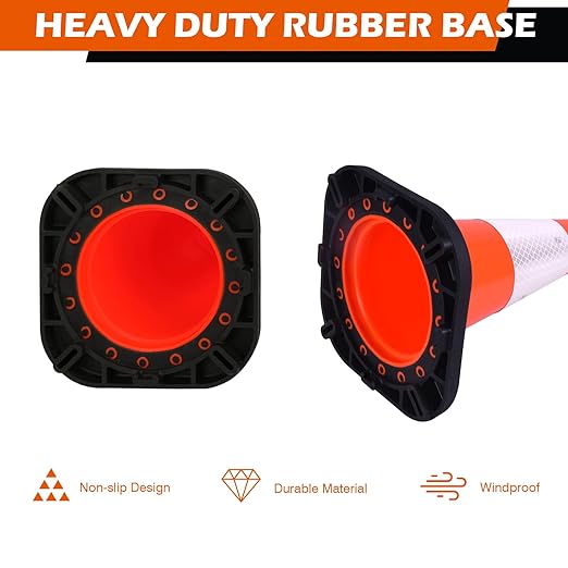 4 Pack 12 Inch Orange PVC Traffic Cones Black Base Stable Durable, Sport - Image 3