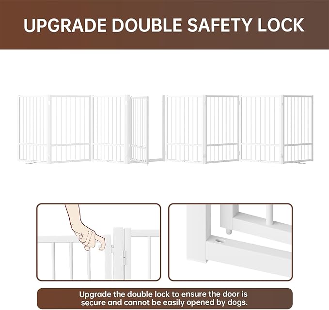 8 Panels Full Metal Freestanding Dog Gates - Image 6