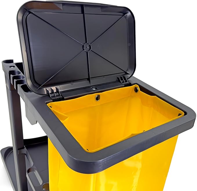 Compact Size Janitorial Cart | 3 Shelves | 25 Gallon Vinyl Bag - Image 3