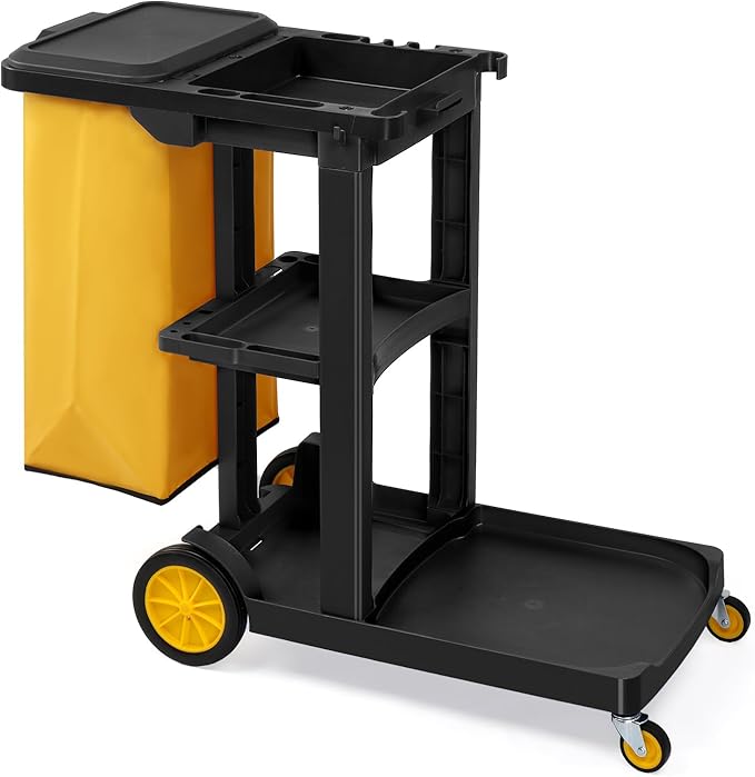 TUFFIOM Commercial Traditional Cleaning 3-Shelf Janitorial Cart, 500 Lbs by TUFFIOM