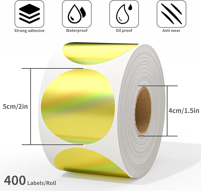 MFLABEL 2" Round Holographic Thermal Labels - Image 2