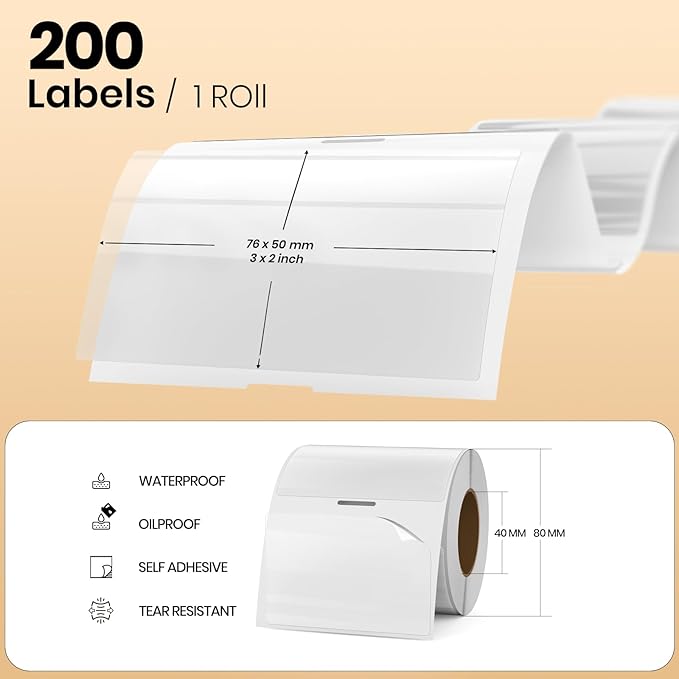 Clear Thermal Labels Vinyl 2 × 3 Inch Self-Adhesive Rectangle Stickers Roll - Image 2