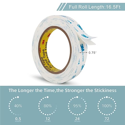 3M Double Sided Tape 0.75"×16.5Ft 2 Pack PE Foam Tape Removable Adhesive Tape - Image 3