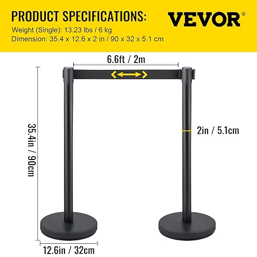VEVOR Crowd Control Stanchion Set, Stanchion Set - Image 7