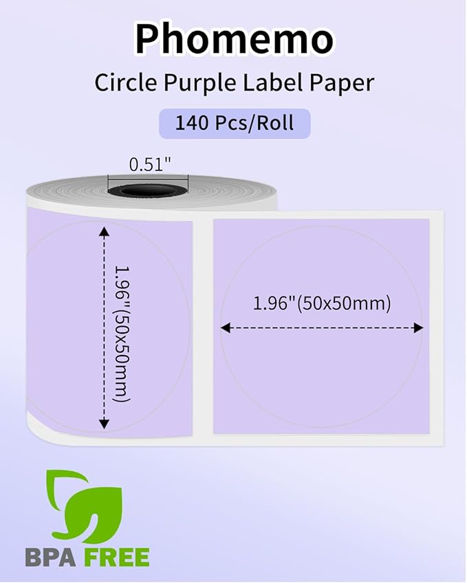 Phomemo Circle Labels for M110/M110S/M120/M200/M220 Label Maker, 1.96" x - Image 3