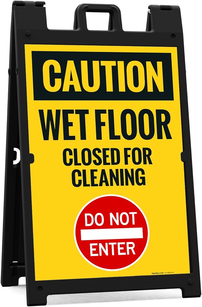 Caution Wet Floor Closed for Cleaning Do Not Enter Sidewalk Sign Kit, 24x36 by SigoSigns