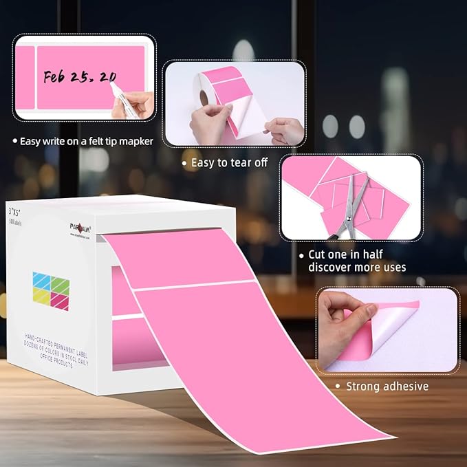 PARLAIM 5" x 3" Rectangle Color Coding Labels, 500 per Inventory Labels Color - Image 3