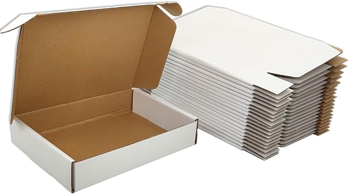 Small White Shipping Boxes for Small Business Pack of 25-11x8x2 inches by Lmuze