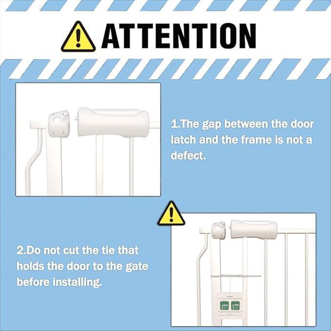 ALLAIBB Narrow Walk Through Baby Gate Auto Close Tension White Metal Child Pet - Image 7