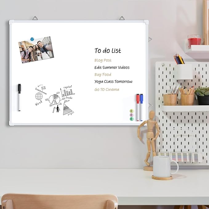 MaxGear White Board for Wall, Magnetic White Board Hanging Whiteboard for Home - Image 3