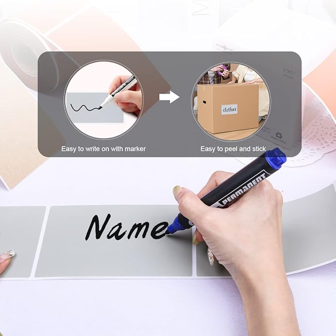 PARLAIM 3 X 5 Inch Rectangle Adhesive Color Coding Stickers, Square Grey - Image 3