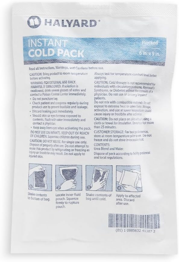 HALYARD Instant Cold Pack Disposable Cold Compress Ice Packs w/Flocking - Image 2