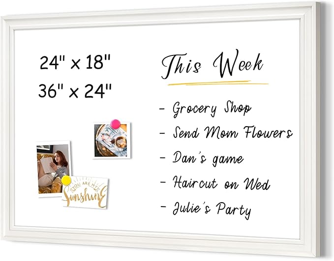 4 THOUGHT Dry Erase Board, 24 x 18 in Magnetic Whiteboard Wood Frame by 4Thought
