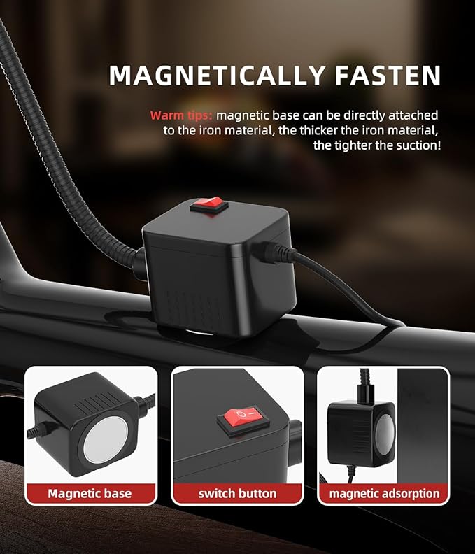 5W Magnetic Work Light, 500 Lumen LED Flexible Gooseneck Lamp - Image 5