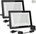 2-Pack 200W LED Flood Light Outdoor, 20000LM Bright Plug-in Flood Lights by ZAROVS
