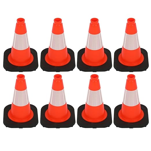 8 Pack 12 Inch Orange PVC Traffic Cones Black Base Stable Durable, Sport by OranclUS