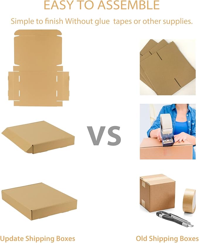 Trwcrt Shipping Boxes 13x10x2 Set of 20, Corrugated Cardboard Box - Image 5