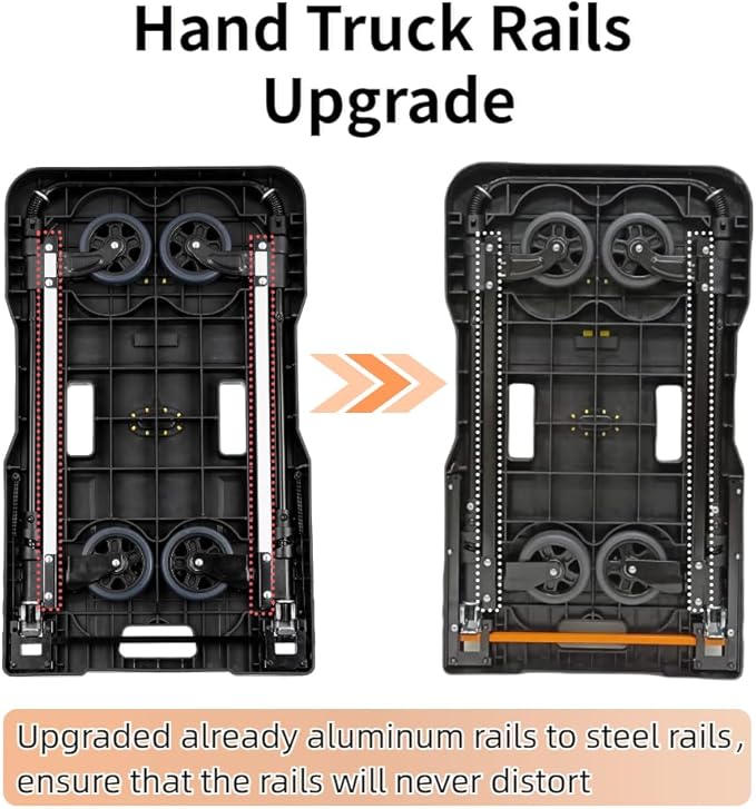 Folding Hand Truck, 330 Lbs Heavy Duty Luggage Cart, Portable Push cart Dolly - Image 3