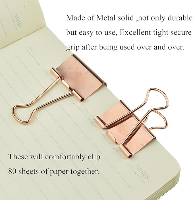 HAHIYO Binder Clips Paper Clamp Spring Steel Sturdy Medium 1.26 inch Width 0.39 - Image 6