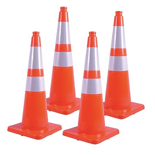 Traffic Safety Cones with Reflective Collars, Restorable Parking Cones by YOURSAFETYOURPRIORITY