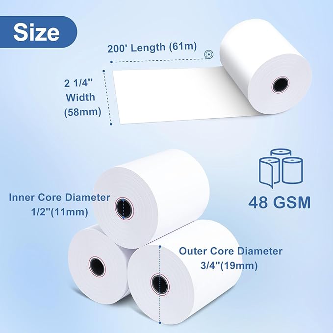 50 Rolls Thermal Receipt Paper Rolls 2 1/4 X 200, Fits All Pos Cash Registers - Image 2