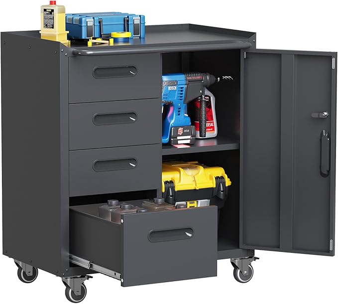 4-Drawer Rolling Tool Chest, Metal Tool Storage Cabinet on Wheels, Heavy Duty by Unknown