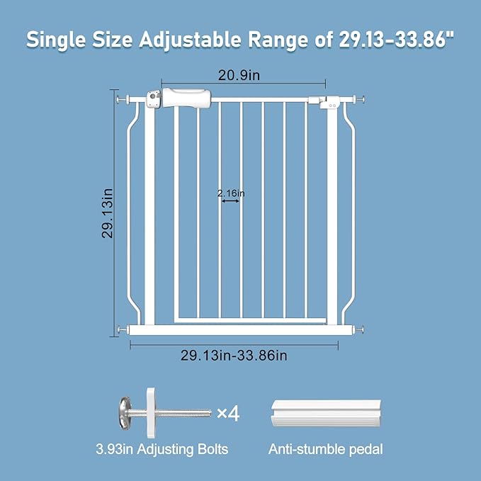 ALLAIBB Narrow Walk Through Baby Gate Auto Close Tension White Metal Child Pet - Image 6