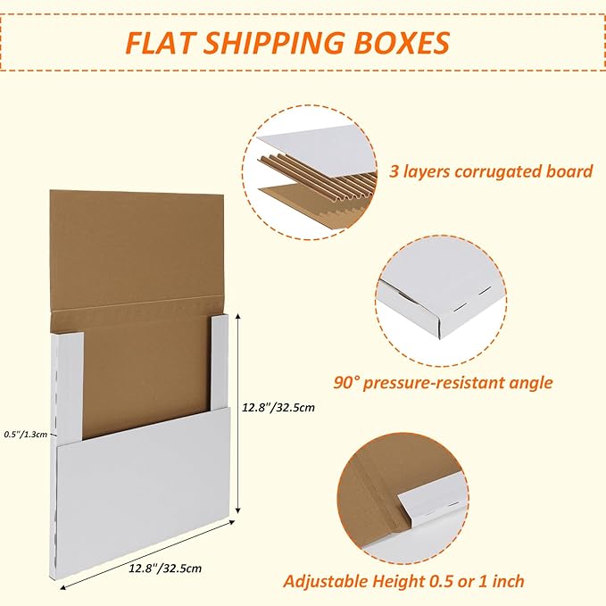 HORLIMER 12.8x12.8x1 Vinyl Record Shipping Boxes Set of 25, Moving Storage - Image 2