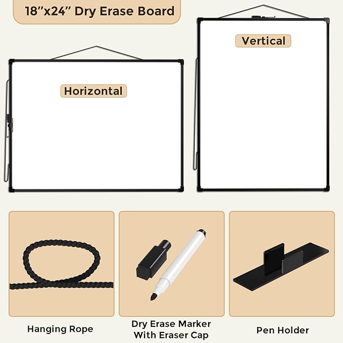 MaxGear White Board for Wall 24" x 18", Double Sided Dry Erase Board, Magnetic - Image 5