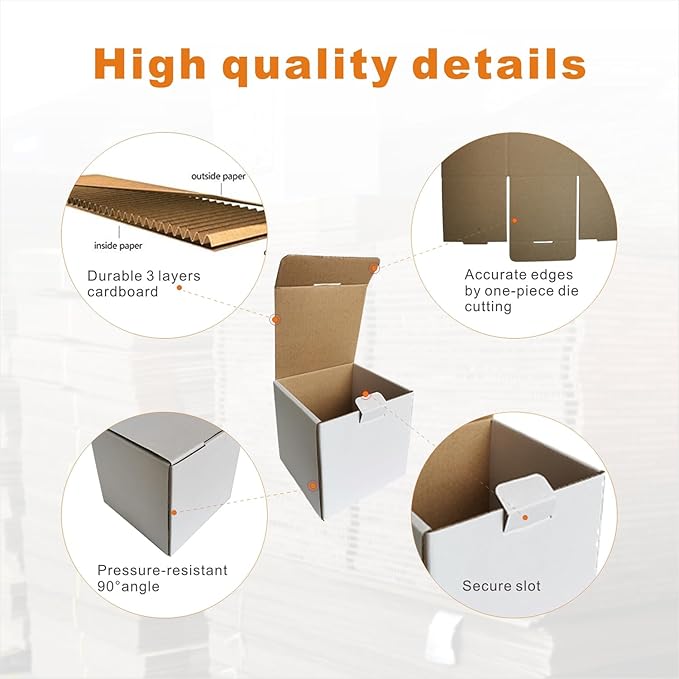 4x4x4'' Small Shipping Boxes, 25 Pack, Cardboard Corrugated Mailers - Image 3