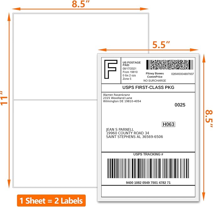 SJPACK 2000 Labels 8.5x5.5 Half Sheet Laser/Ink Jet Shipping Labels Mailing - Image 5